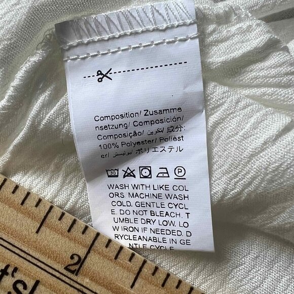 White Strapless Boho Embroidered A-Line Dress Holiday Wedding Romantic Festival - Picture 11 of 12